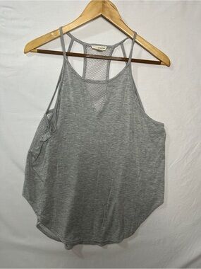 Zenana Outfitters Grey Mesh-Back Racer Tank